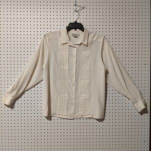 Long Sleeve Beige Button Blouse Sz 16 Yves StClair